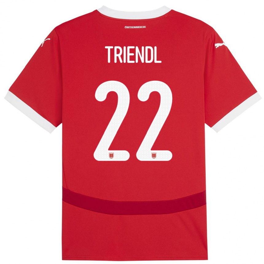 キッズフットボールオーストリアLena Triendl#22赤ホームシャツ24-26ジャージーユニフォーム