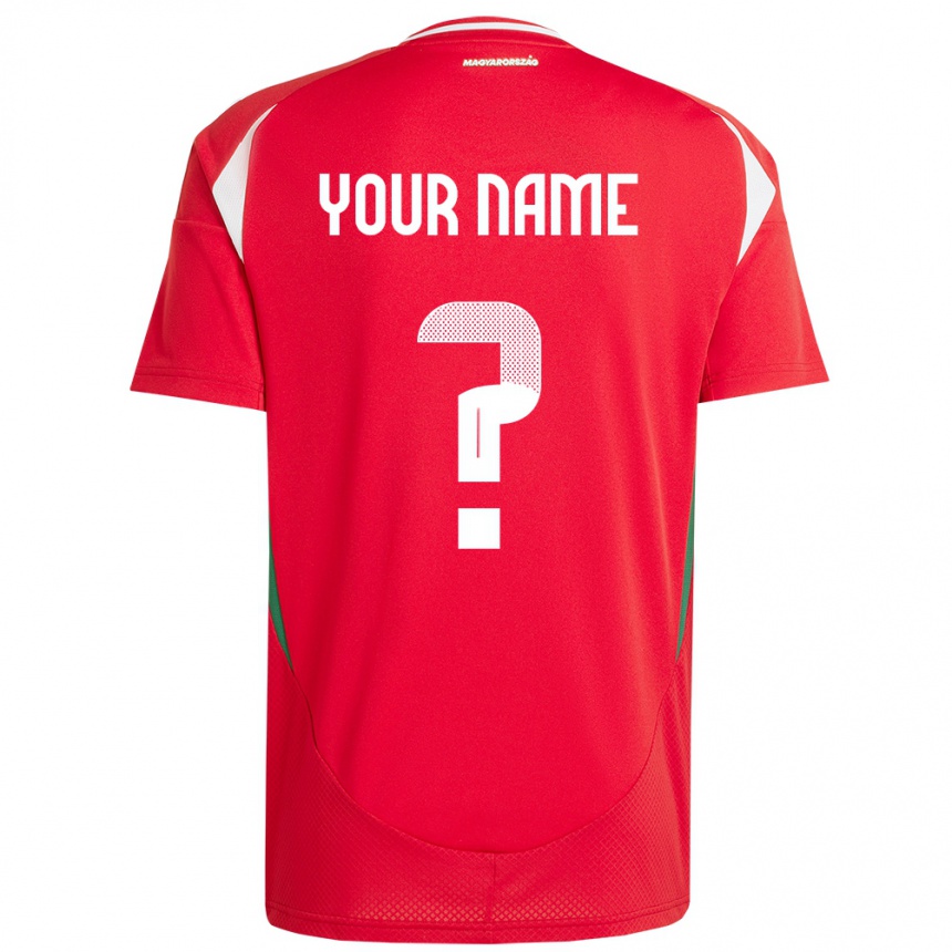 キッズフットボールハンガリーあなたの名前#0赤ホームシャツ24-26ジャージーユニフォーム