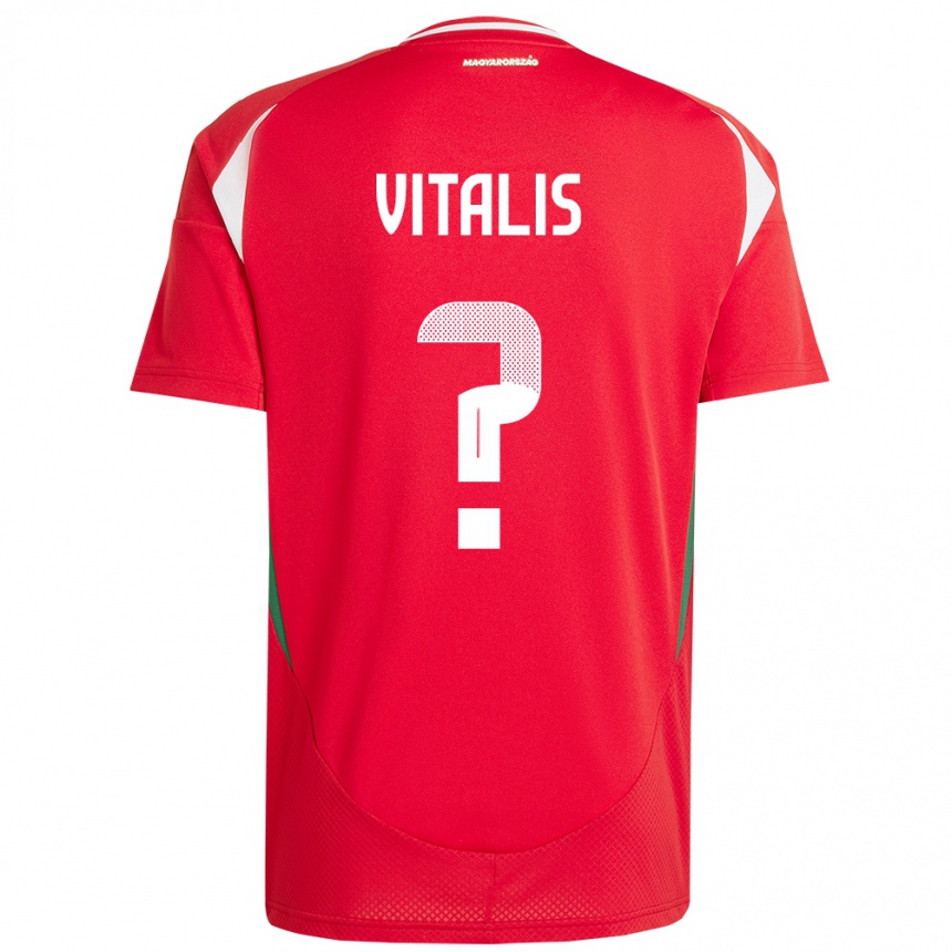 キッズフットボールハンガリーMilán Vitális#0赤ホームシャツ24-26ジャージーユニフォーム