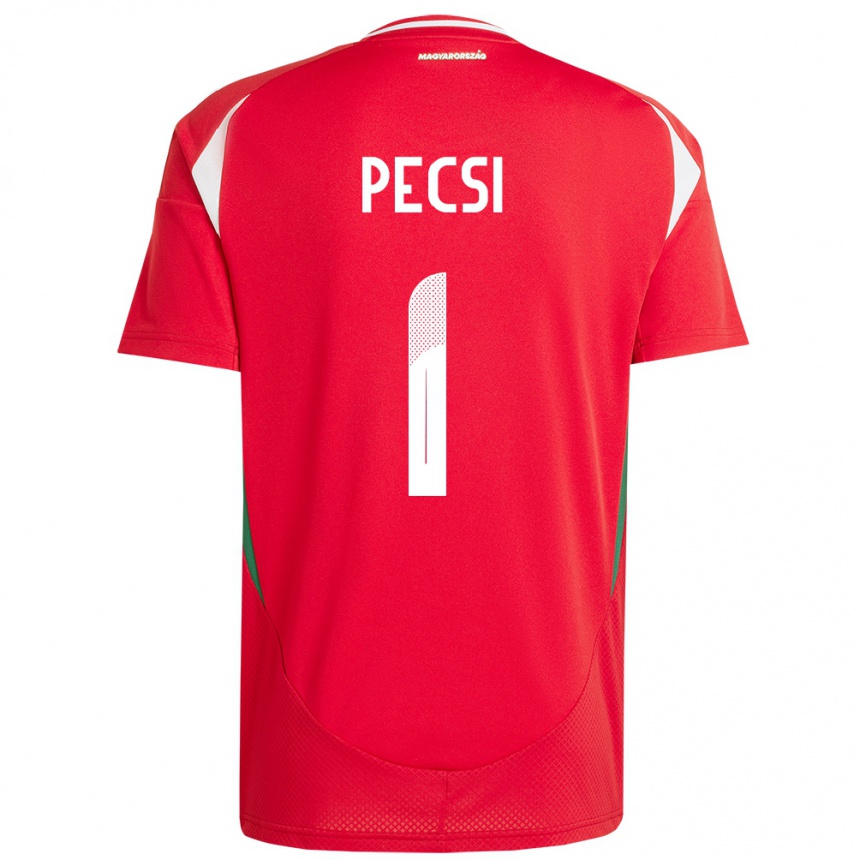 キッズフットボールハンガリーÁrmin Pécsi#1赤ホームシャツ24-26ジャージーユニフォーム