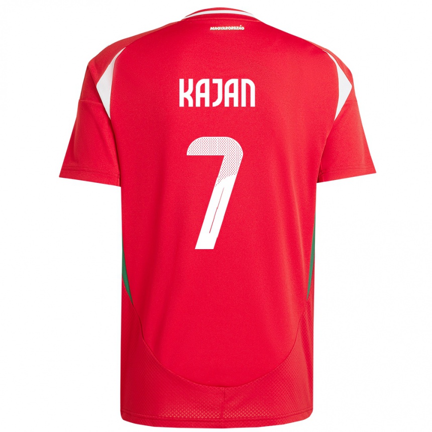 キッズフットボールハンガリーZsanett Kaján#7赤ホームシャツ24-26ジャージーユニフォーム