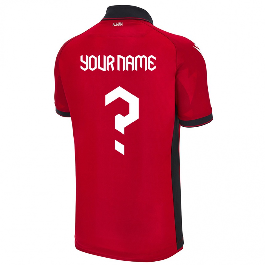 キッズフットボールアルバニアあなたの名前#0赤ホームシャツ24-26ジャージーユニフォーム