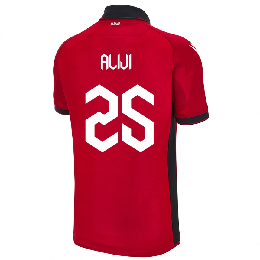 キッズフットボールアルバニアナセル・アリーイ#25赤ホームシャツ24-26ジャージーユニフォーム