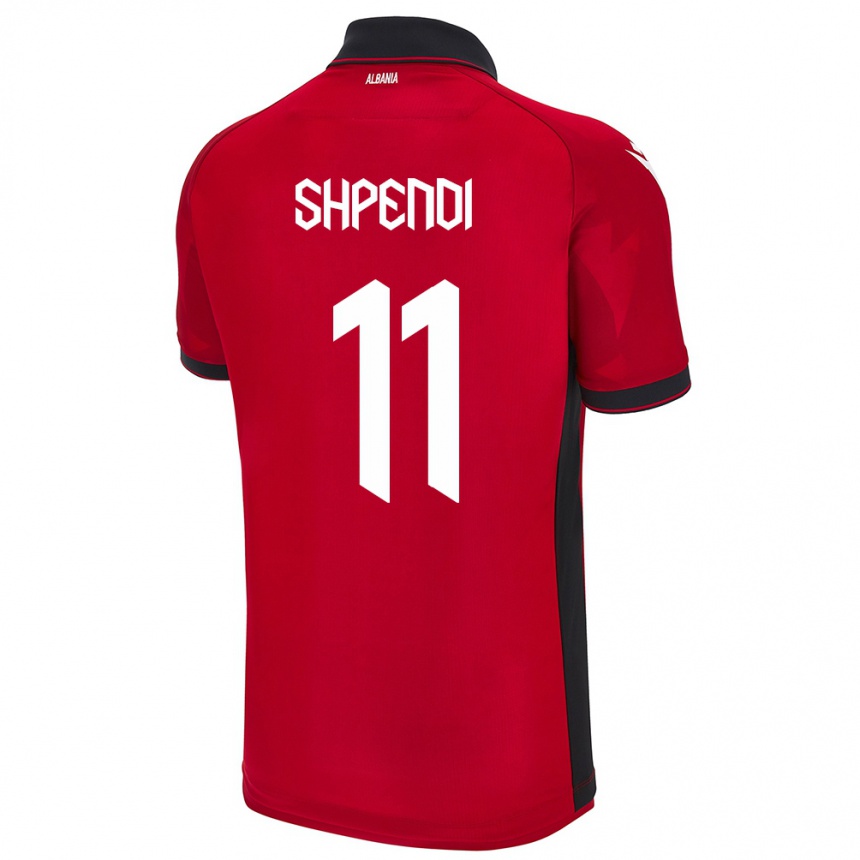 キッズフットボールアルバニアStiven Shpendi#11赤ホームシャツ24-26ジャージーユニフォーム