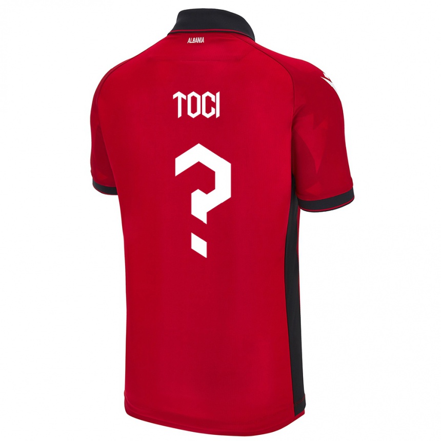 キッズフットボールアルバニアEljon Toci#0赤ホームシャツ24-26ジャージーユニフォーム