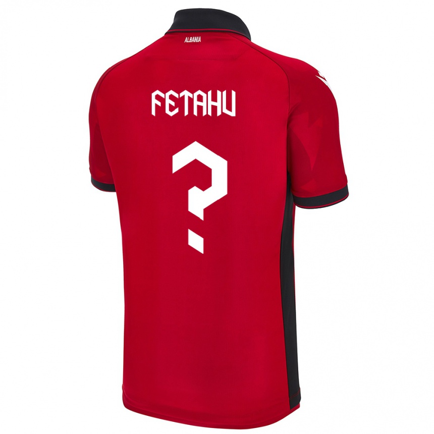 キッズフットボールアルバニアAnteo Fetahu#0赤ホームシャツ24-26ジャージーユニフォーム