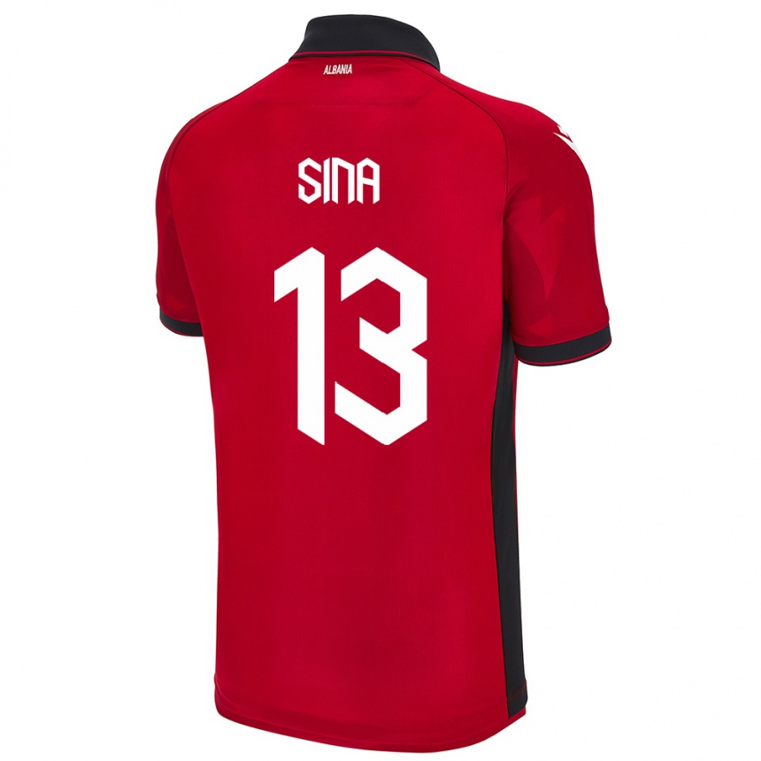 キッズフットボールアルバニアSamuele Sina#13赤ホームシャツ24-26ジャージーユニフォーム