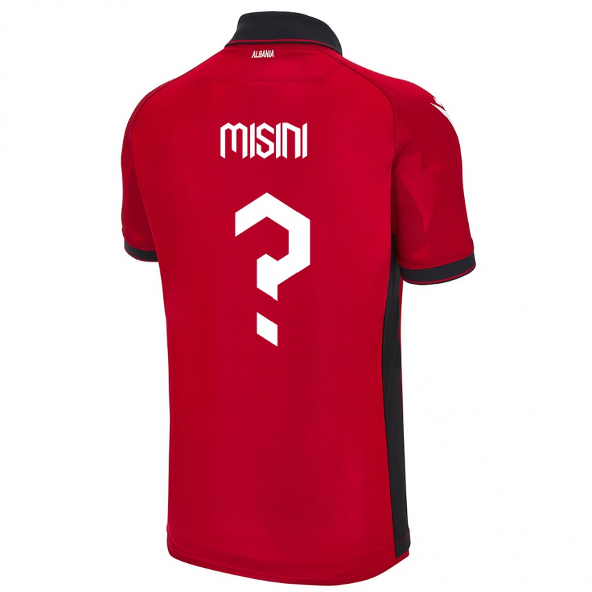 キッズフットボールアルバニアEltion Misini#0赤ホームシャツ24-26ジャージーユニフォーム