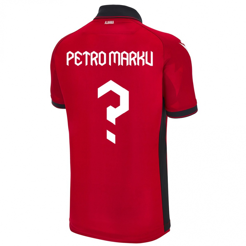 キッズフットボールアルバニアPetro Marku#0赤ホームシャツ24-26ジャージーユニフォーム