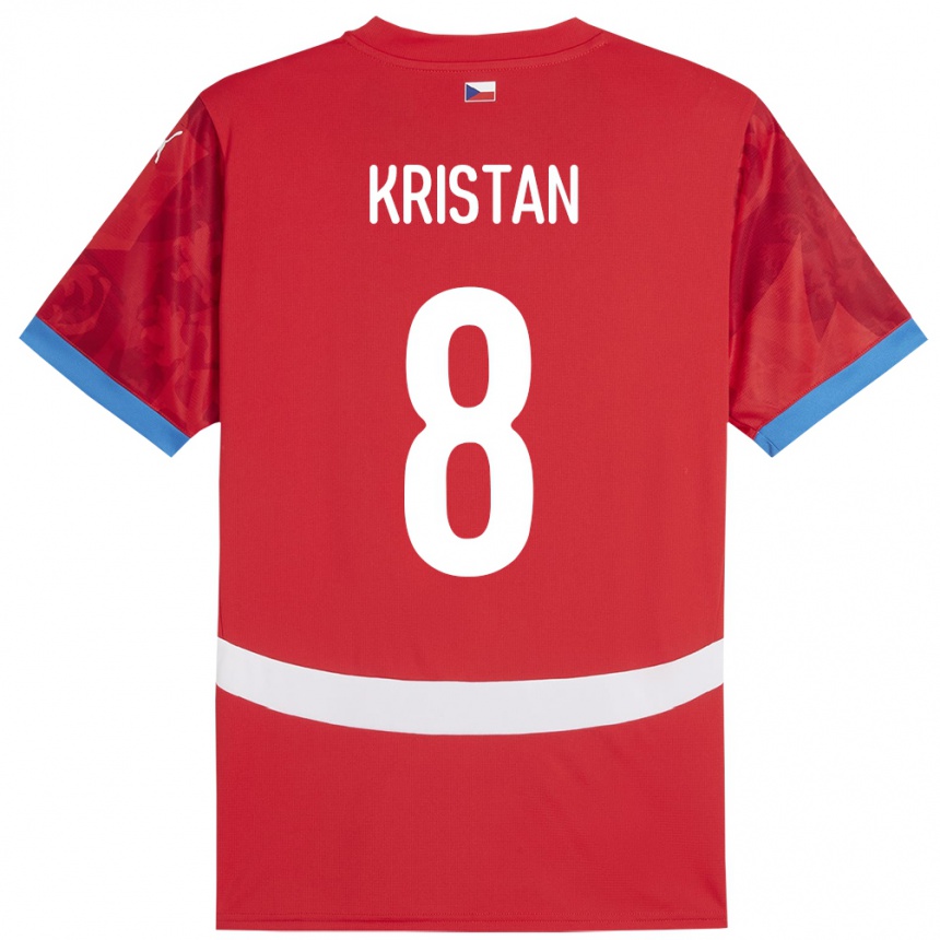 キッズフットボールチェコヤクブ・クリスタン#8赤ホームシャツ24-26ジャージーユニフォーム
