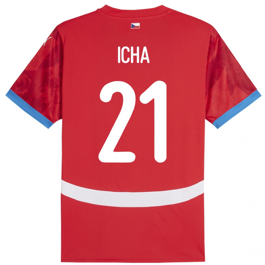 キッズフットボールチェコMarek Icha#21赤ホームシャツ24-26ジャージーユニフォーム