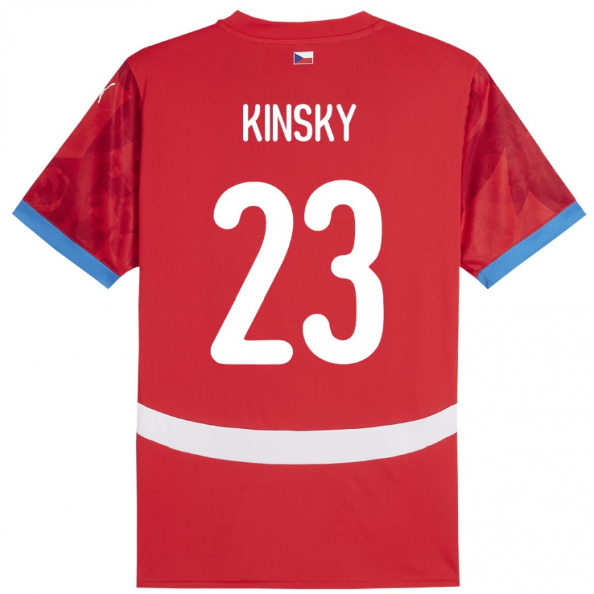 キッズフットボールチェコAntonin Kinsky#23赤ホームシャツ24-26ジャージーユニフォーム