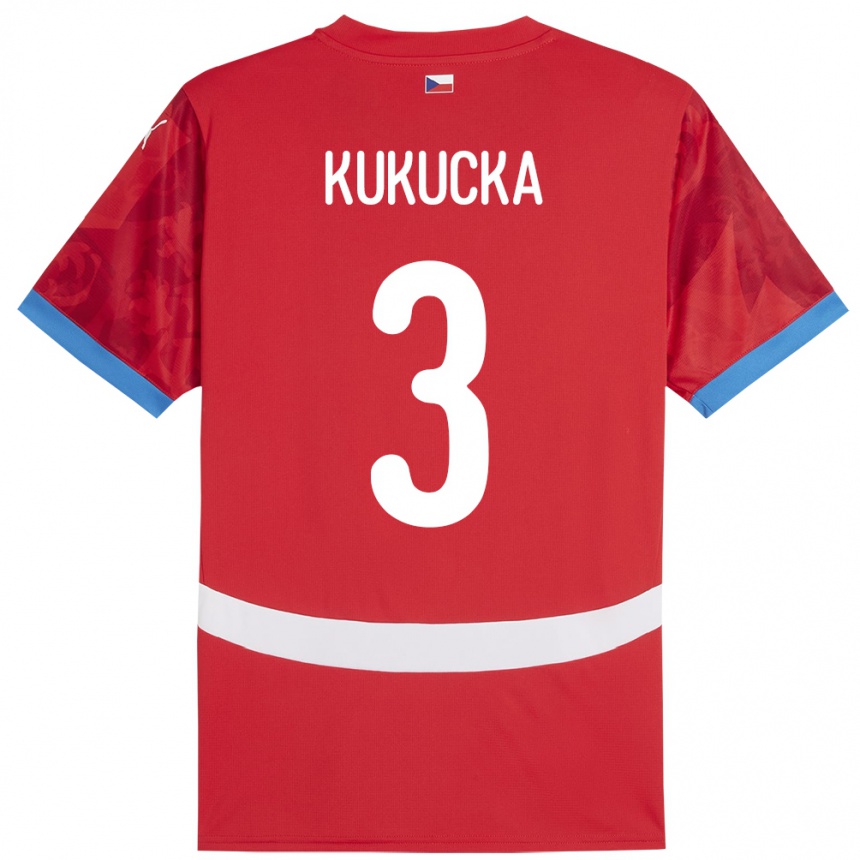 キッズフットボールチェコOndrej Kukucka#3赤ホームシャツ24-26ジャージーユニフォーム