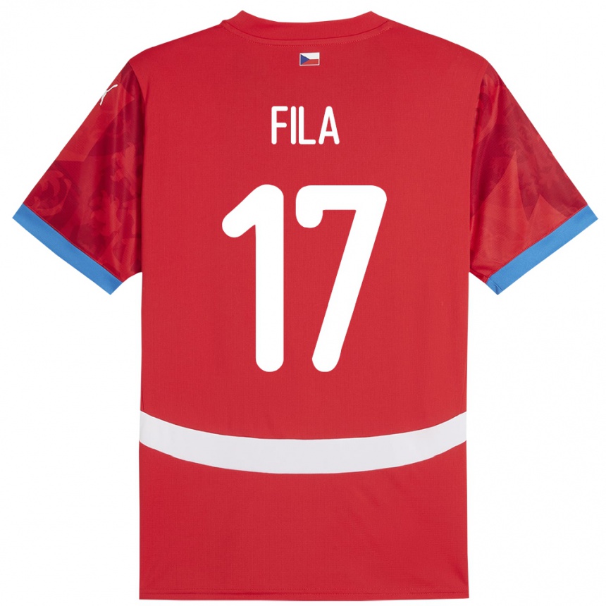 キッズフットボールチェコLukas Fila#17赤ホームシャツ24-26ジャージーユニフォーム