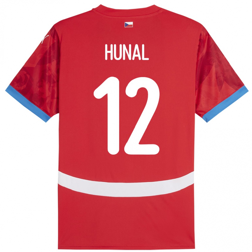 キッズフットボールチェコEric Hunal#12赤ホームシャツ24-26ジャージーユニフォーム