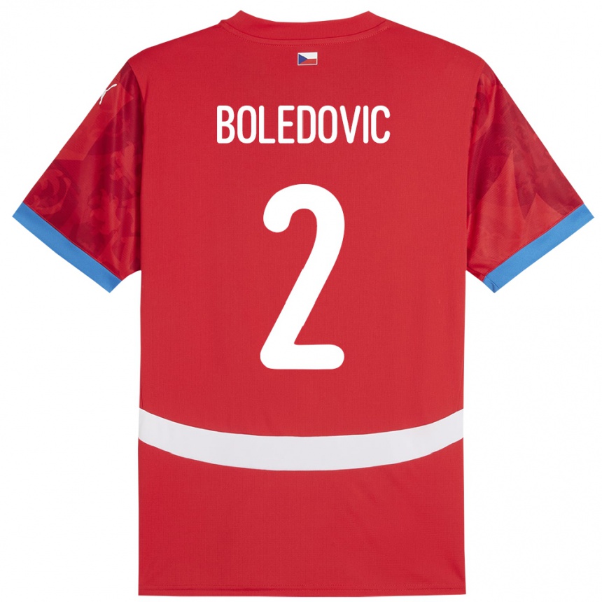 キッズフットボールチェコTobias Boledovic#2赤ホームシャツ24-26ジャージーユニフォーム