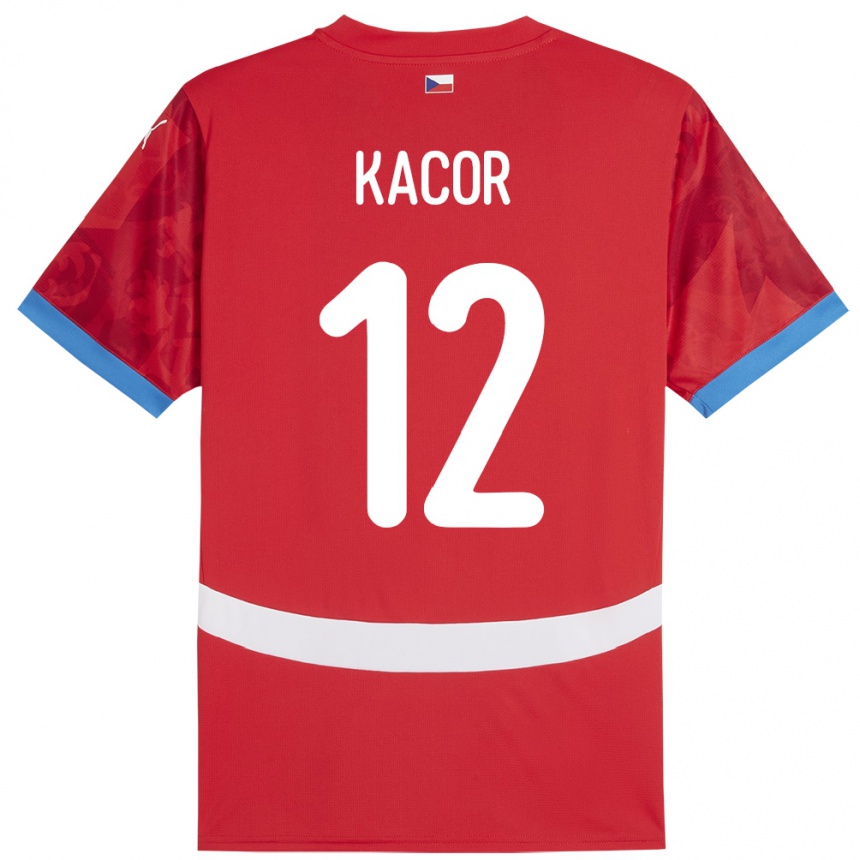 キッズフットボールチェコPavel Kacor#12赤ホームシャツ24-26ジャージーユニフォーム
