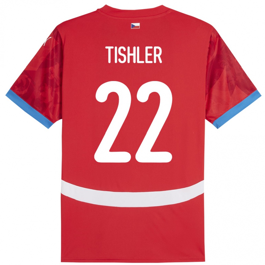 キッズフットボールチェコDaniel Tishler#22赤ホームシャツ24-26ジャージーユニフォーム