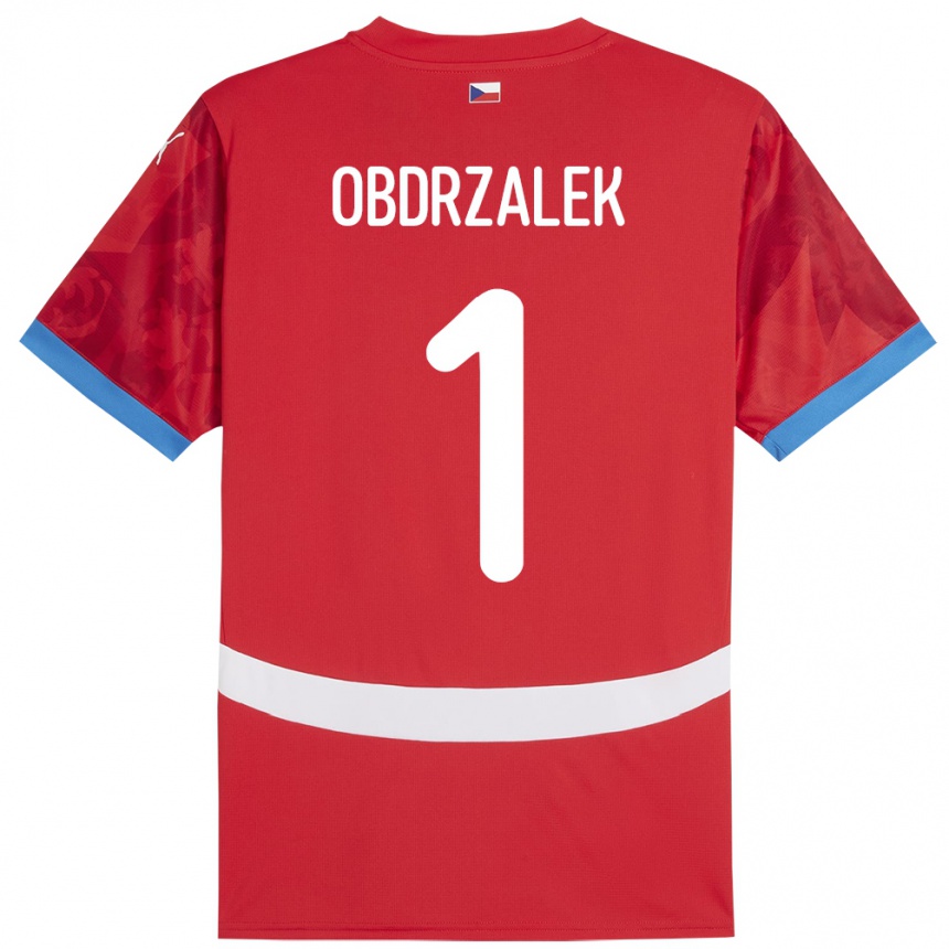 キッズフットボールチェコMarek Obdrzalek#1赤ホームシャツ24-26ジャージーユニフォーム