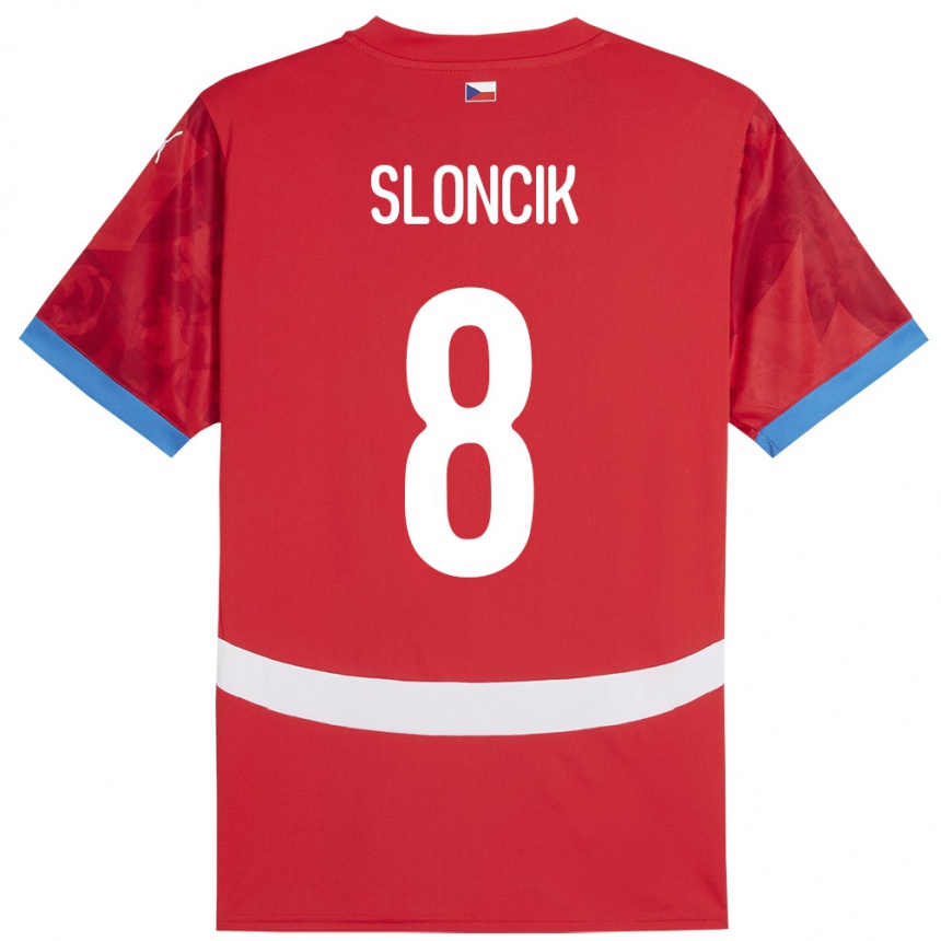 キッズフットボールチェコSimon Sloncik#8赤ホームシャツ24-26ジャージーユニフォーム