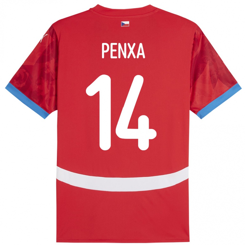 キッズフットボールチェコOndrej Penxa#14赤ホームシャツ24-26ジャージーユニフォーム