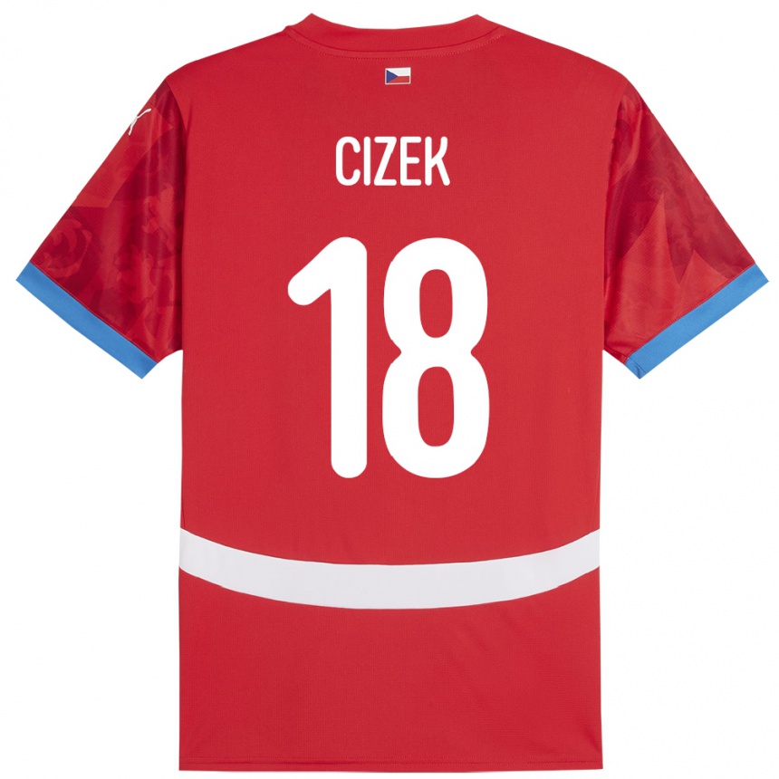 キッズフットボールチェコKrystof Cizek#18赤ホームシャツ24-26ジャージーユニフォーム