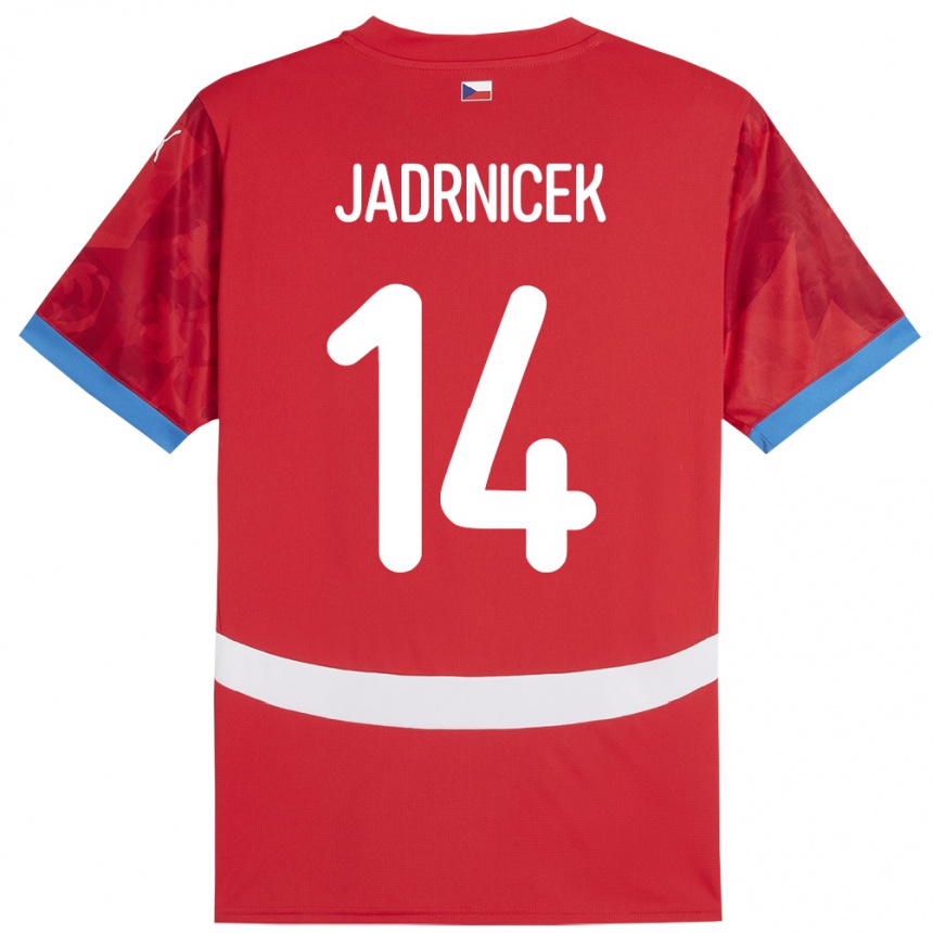 キッズフットボールチェコNikola Jadrnicek#14赤ホームシャツ24-26ジャージーユニフォーム