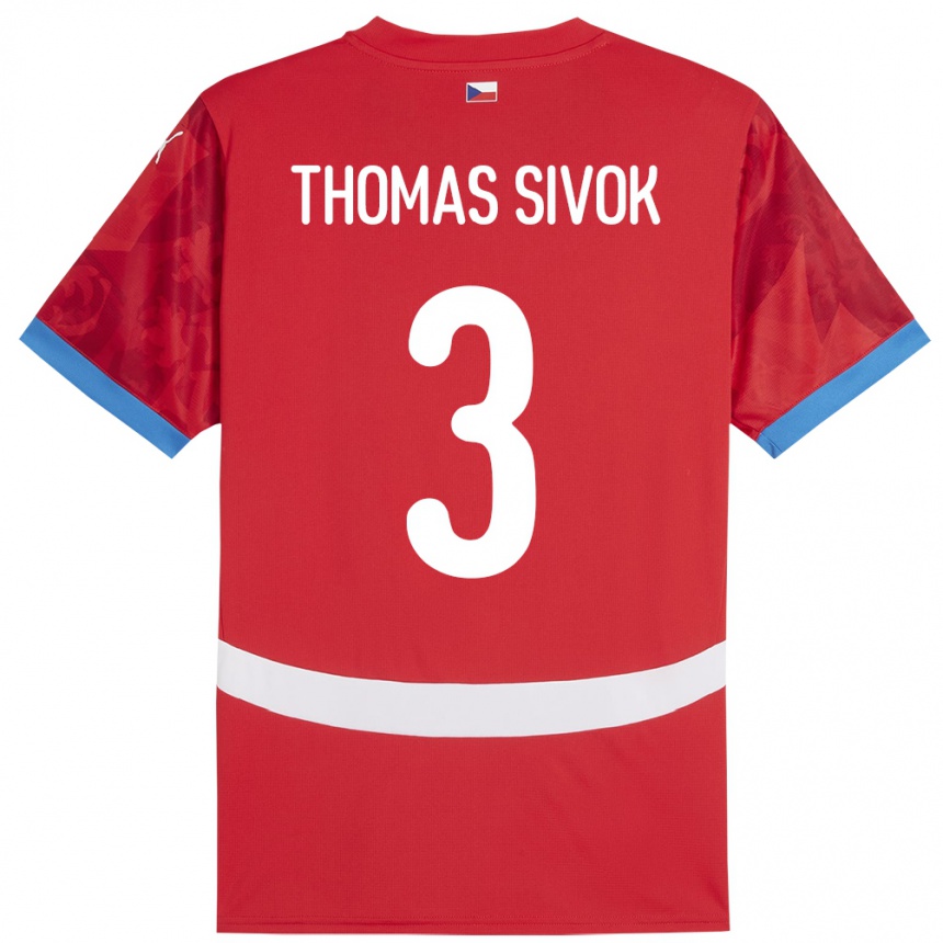 キッズフットボールチェコAndre Thomas Sivok#3赤ホームシャツ24-26ジャージーユニフォーム