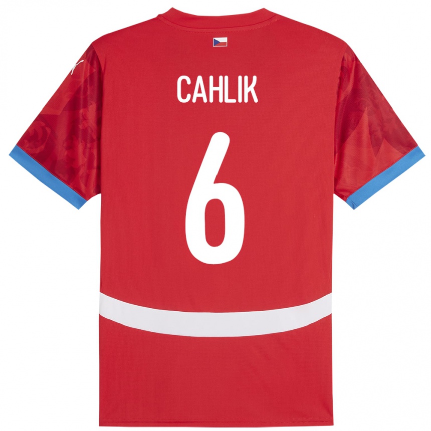 キッズフットボールチェコJakub Cahlik#6赤ホームシャツ24-26ジャージーユニフォーム