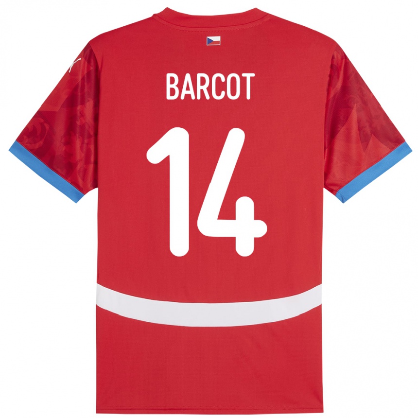 キッズフットボールチェコDavid Barcot#14赤ホームシャツ24-26ジャージーユニフォーム