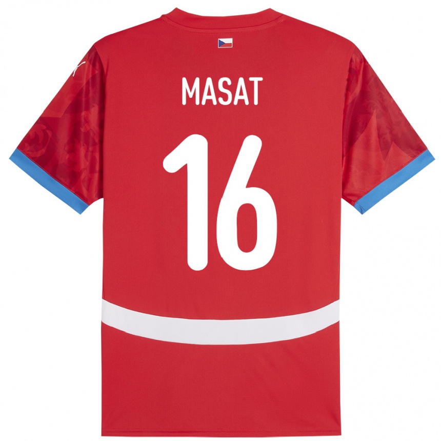 キッズフットボールチェコJakub Masat#16赤ホームシャツ24-26ジャージーユニフォーム