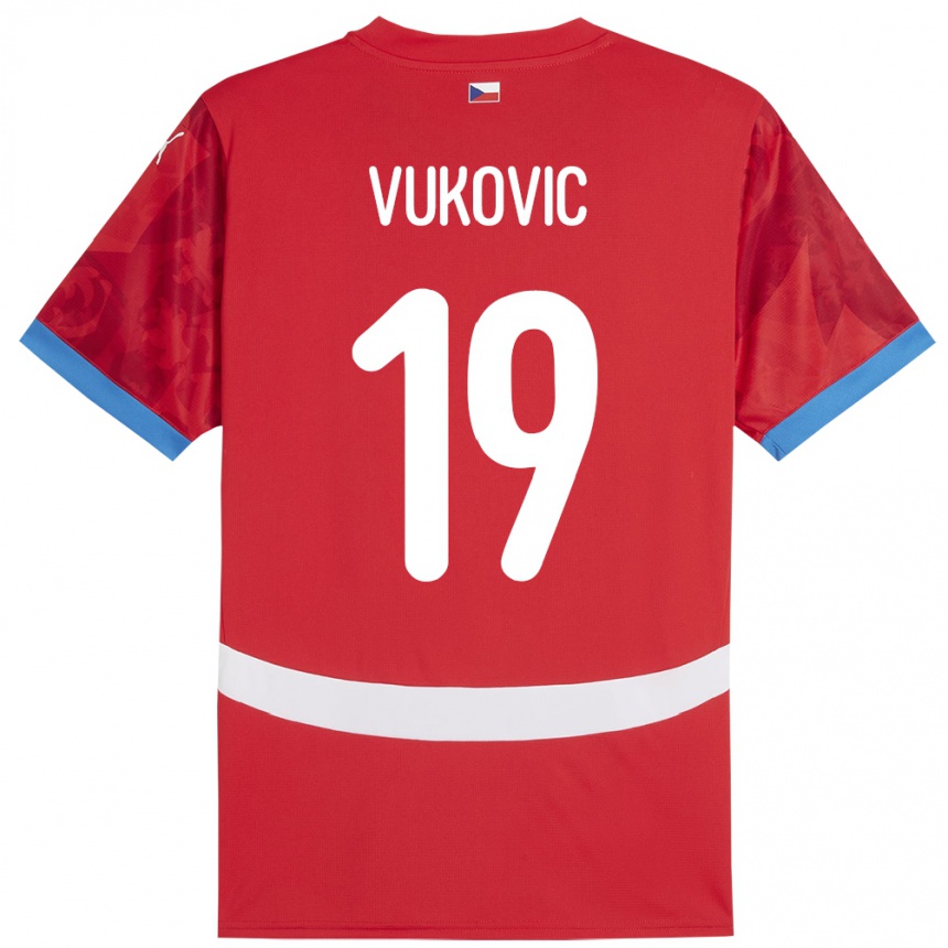 キッズフットボールチェコKristian Vukovic#19赤ホームシャツ24-26ジャージーユニフォーム