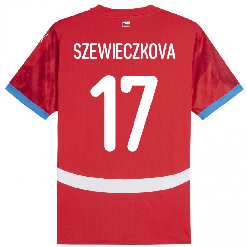 キッズフットボールチェコTereza Szewieczková#17赤ホームシャツ24-26ジャージーユニフォーム