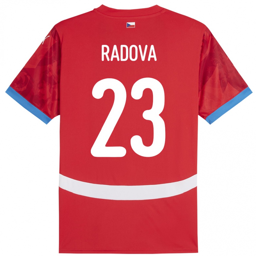 キッズフットボールチェコMichaela Radová#23赤ホームシャツ24-26ジャージーユニフォーム