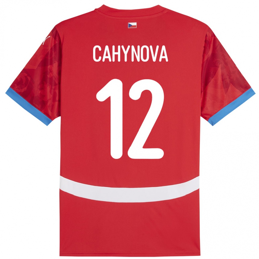 キッズフットボールチェコKlára Cahynová#12赤ホームシャツ24-26ジャージーユニフォーム