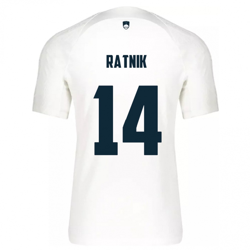 キッズフットボールスロベニアMarcel Ratnik#14白ホームシャツ24-26ジャージーユニフォーム