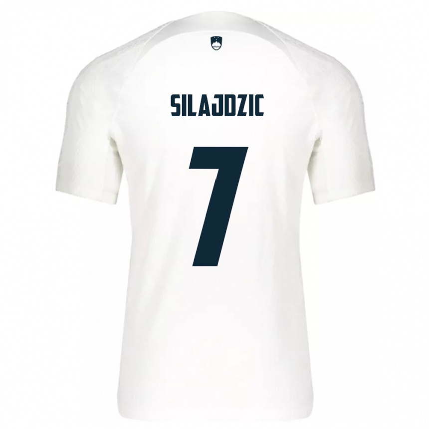 キッズフットボールスロベニアRiad Silajdzic#7白ホームシャツ24-26ジャージーユニフォーム