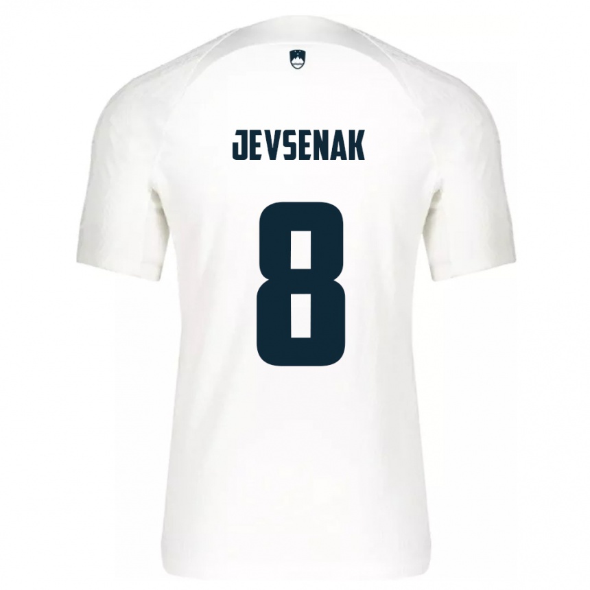 キッズフットボールスロベニアFlorjan Jevsenak#8白ホームシャツ24-26ジャージーユニフォーム