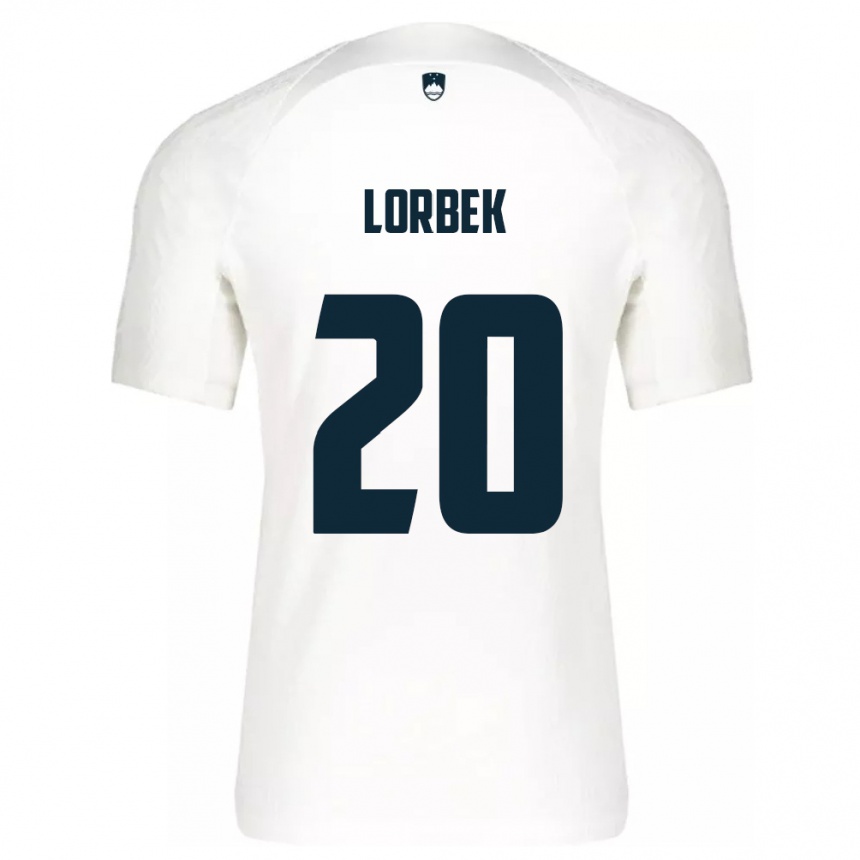 キッズフットボールスロベニアAnej Lorbek#20白ホームシャツ24-26ジャージーユニフォーム