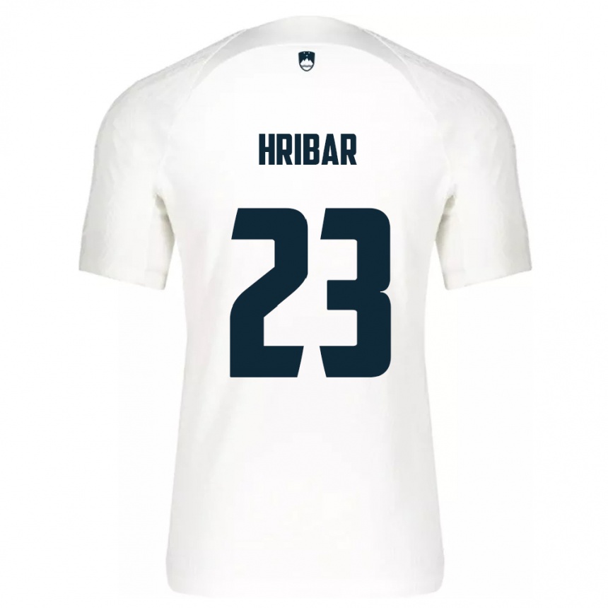 キッズフットボールスロベニアLan Hribar#23白ホームシャツ24-26ジャージーユニフォーム
