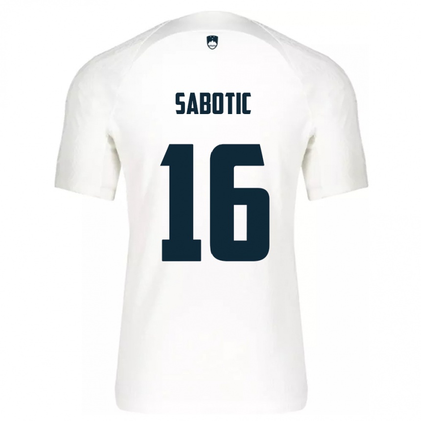 キッズフットボールスロベニアTais Sabotic#16白ホームシャツ24-26ジャージーユニフォーム