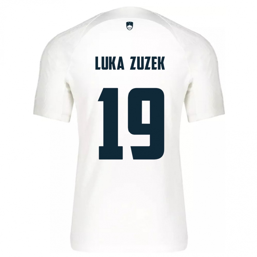 キッズフットボールスロベニアZan Luka Zuzek#19白ホームシャツ24-26ジャージーユニフォーム