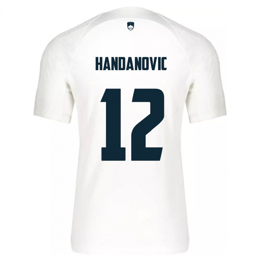 キッズフットボールスロベニアTanej Handanovic#12白ホームシャツ24-26ジャージーユニフォーム