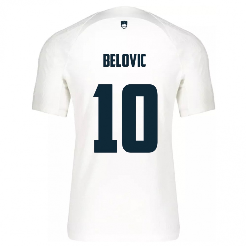 キッズフットボールスロベニアNik Belovic#10白ホームシャツ24-26ジャージーユニフォーム