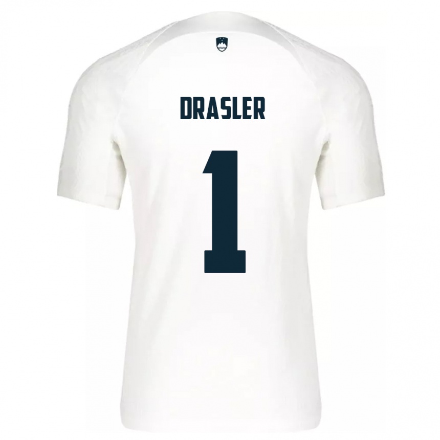 キッズフットボールスロベニアIztok Drasler#1白ホームシャツ24-26ジャージーユニフォーム
