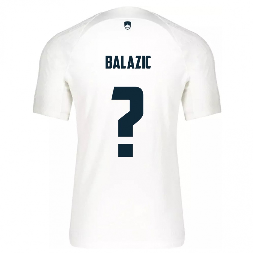 キッズフットボールスロベニアJan Balazic#0白ホームシャツ24-26ジャージーユニフォーム