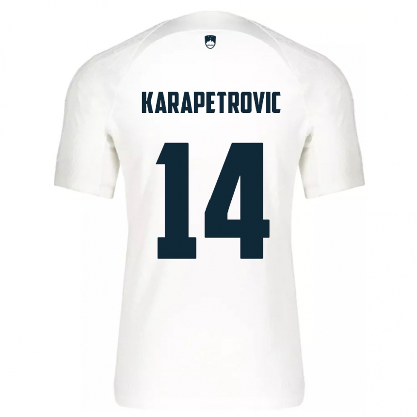 キッズフットボールスロベニアLuka Karapetrovic#14白ホームシャツ24-26ジャージーユニフォーム