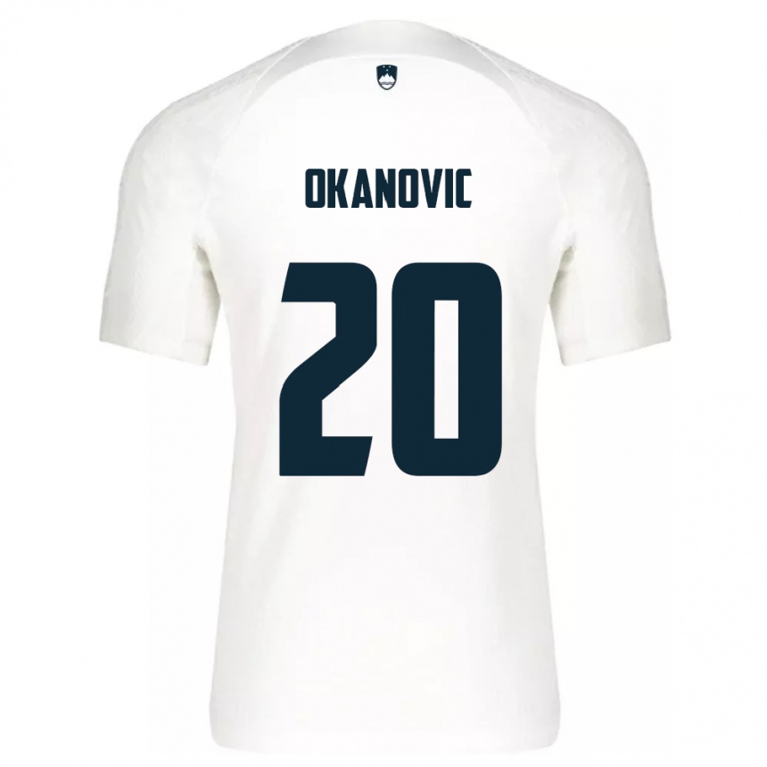 キッズフットボールスロベニアDeen Okanovic#20白ホームシャツ24-26ジャージーユニフォーム