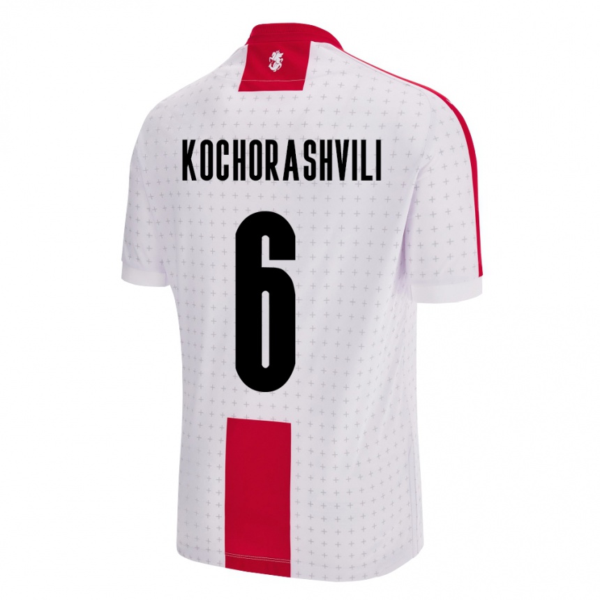 キッズフットボールジョージアギオルギ・コチョラシュヴィリ#6白ホームシャツ24-26ジャージーユニフォーム