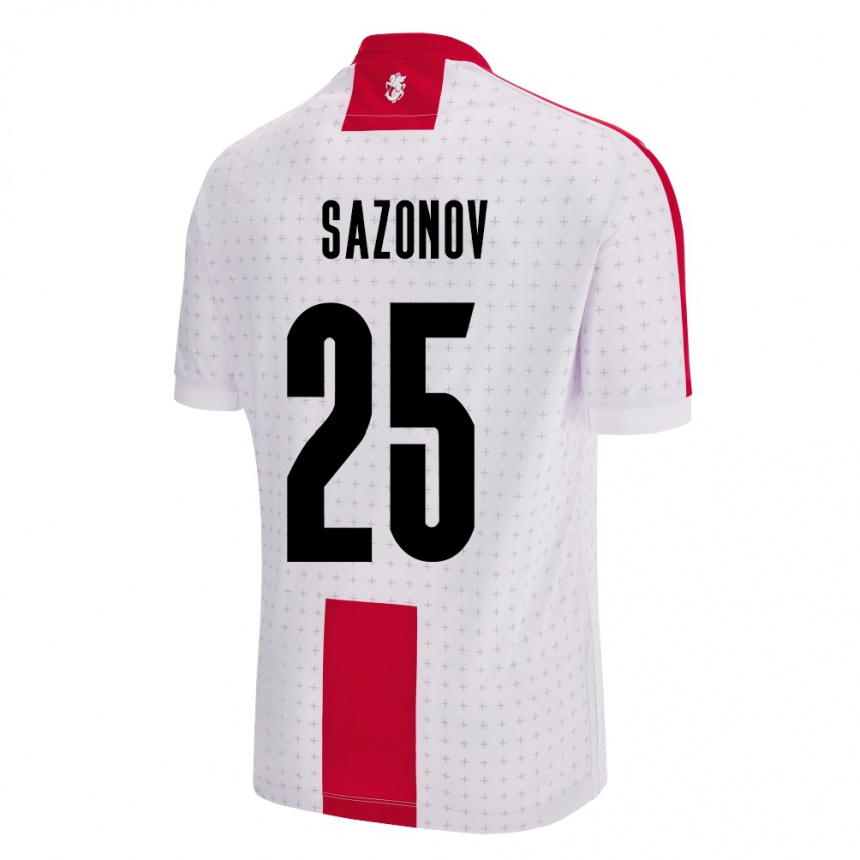 キッズフットボールジョージアサバ・サゾーノフ#25白ホームシャツ24-26ジャージーユニフォーム